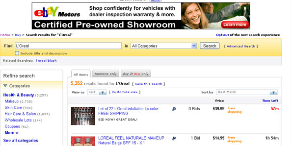 Site de comércio eletrônico eBay vence disputa contra L’Oreal