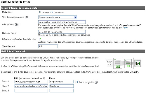 Google Analytics - Configuração das Metas