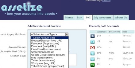 Assetize – Venda sua conta twitter, facebook, google… ou seu blog
