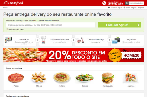 Pedidos da Hellofood agora podem ser processados on-line