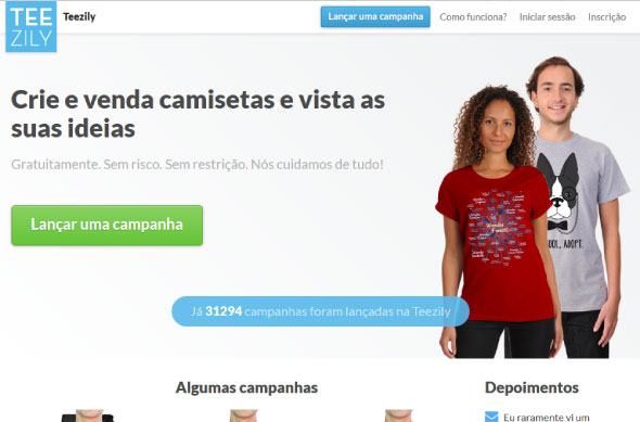 Plataforma gratuita permite a criação e venda online de camisetas estilizadas