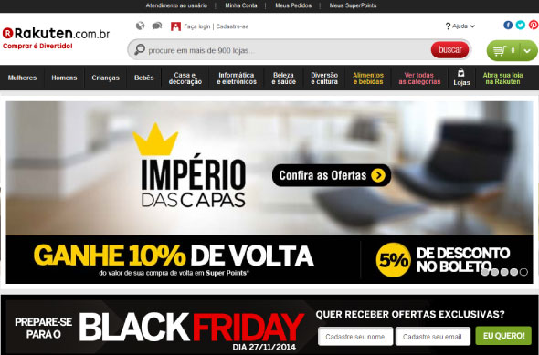 Black Friday da Rakuten: além de descontos, consumidor ganhará de volta 30% do valor da compra