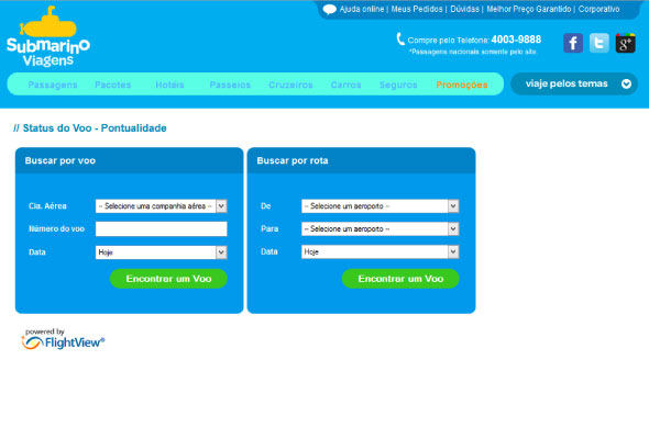 Submarino Viagens lança ferramenta que permite acompanhar voos em tempo real