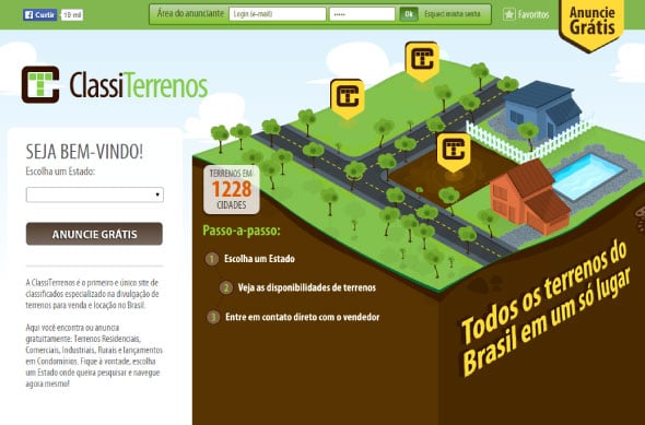 Portal agrega lotes de terrenos para venda ou locação